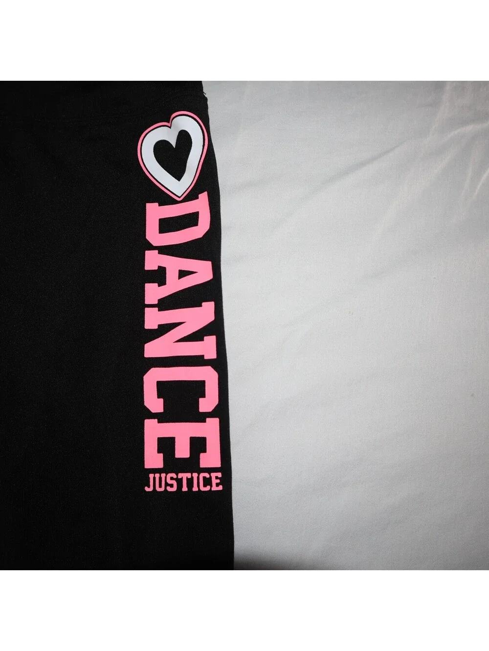 Justice Girls Dance Leggings Size 12 Black Pink Stretch